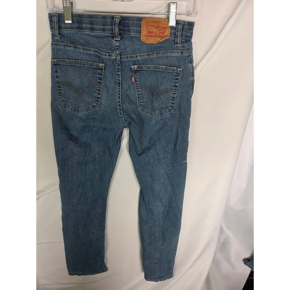 Levis 511 Slim Fit Boys Jeans  Blue Denim Paint Splatter